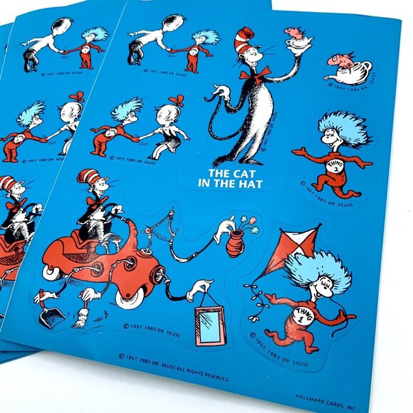 Vintage 4x Dr. Suess Sticker sheets - The Cat in the Hat- Hallmark 1957 1985 - Picture 2 of 5